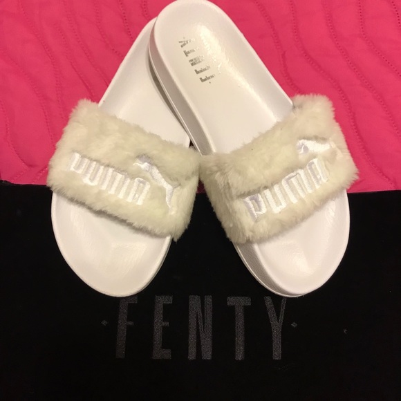 puma slides women's fur